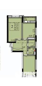 2-к квартира, вторичка, 59м2, 12/21 этаж