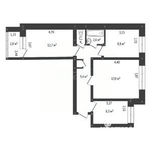 3-к квартира, вторичка, 61м2, 6/9 этаж