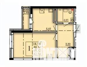 1-к квартира, вторичка, 41м2, 10/21 этаж