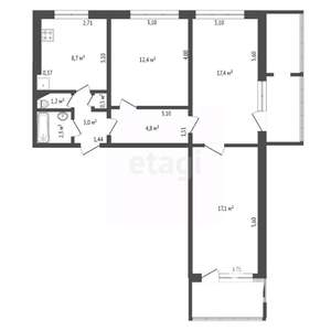 3-к квартира, вторичка, 67м2, 6/12 этаж