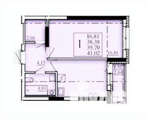 1-к квартира, строящийся дом, 40м2, 2/25 этаж