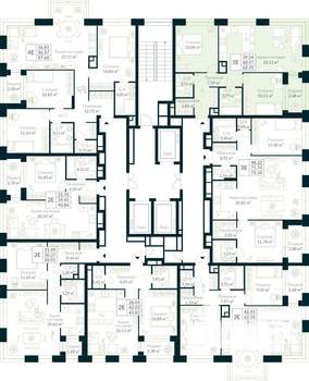 2-к квартира, строящийся дом, 62м2, 28/30 этаж