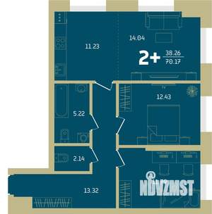 3-к квартира, строящийся дом, 77м2, 8/32 этаж