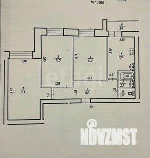 3-к квартира, вторичка, 65м2, 1/9 этаж