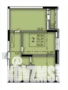 2-к квартира, строящийся дом, 58м2, 6/21 этаж