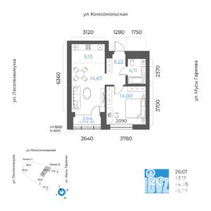 2-к квартира, вторичка, 44м2, 11/24 этаж