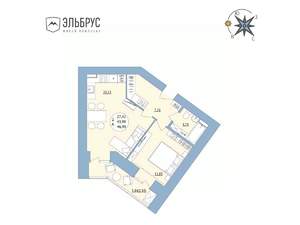 2-к квартира, вторичка, 47м2, 2/20 этаж
