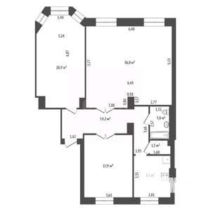 3-к квартира, вторичка, 104м2, 2/4 этаж