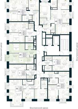 1-к квартира, строящийся дом, 40м2, 13/15 этаж