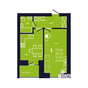 1-к квартира, вторичка, 40м2, 8/12 этаж