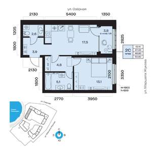2-к квартира, вторичка, 49м2, 9/32 этаж