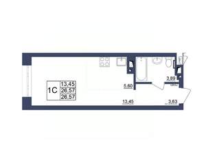 Студия квартира, строящийся дом, 27м2, 14/34 этаж