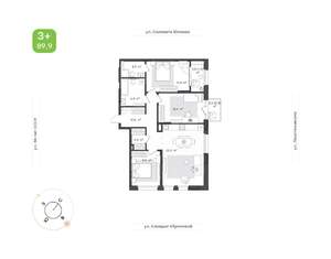 3-к квартира, вторичка, 90м2, 4/12 этаж