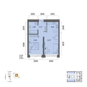 2-к квартира, вторичка, 44м2, 10/32 этаж