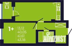 1-к квартира, строящийся дом, 41м2, 25/25 этаж