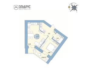 2-к квартира, вторичка, 47м2, 18/20 этаж