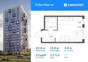Студия квартира, вторичка, 23м2, 17/17 этаж