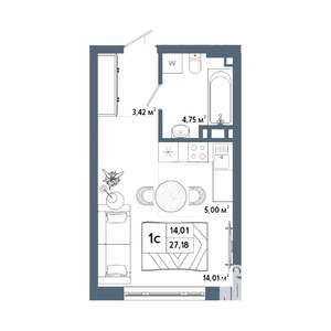 Студия квартира, строящийся дом, 27м2, 5/31 этаж