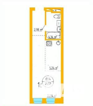 1-к квартира, строящийся дом, 27м2, 9/16 этаж