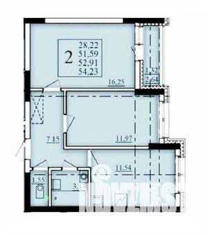2-к квартира, строящийся дом, 53м2, 2/25 этаж