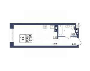 Студия квартира, строящийся дом, 26м2, 32/34 этаж