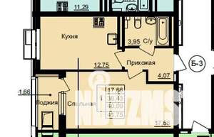 1-к квартира, вторичка, 42м2, 9/12 этаж
