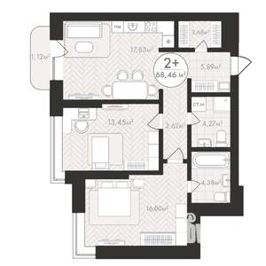 2-к квартира, вторичка, 68м2, 7/24 этаж