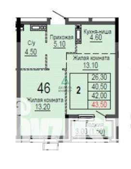 2-к квартира, вторичка, 41м2, 5/24 этаж