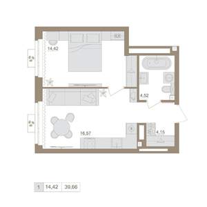 1-к квартира, вторичка, 40м2, 14/20 этаж