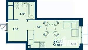 1-к квартира, вторичка, 22м2, 12/24 этаж
