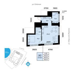 2-к квартира, вторичка, 50м2, 21/32 этаж