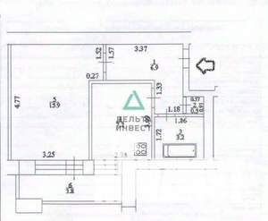 1-к квартира, вторичка, 34м2, 3/9 этаж