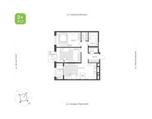 2-к квартира, вторичка, 72м2, 4/25 этаж