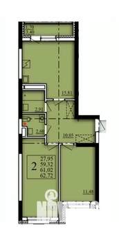 2-к квартира, вторичка, 61м2, 14/21 этаж