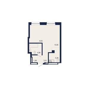 2-к квартира, строящийся дом, 40м2, 2/9 этаж