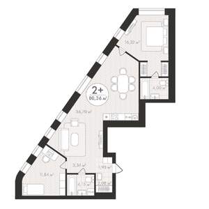 2-к квартира, строящийся дом, 80м2, 12/24 этаж