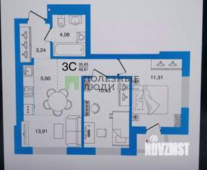 3-к квартира, вторичка, 48м2, 18/22 этаж