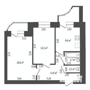 2-к квартира, вторичка, 59м2, 3/10 этаж