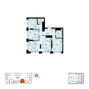 4-к квартира, вторичка, 80м2, 25/31 этаж