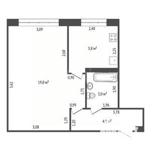 1-к квартира, вторичка, 32м2, 5/5 этаж