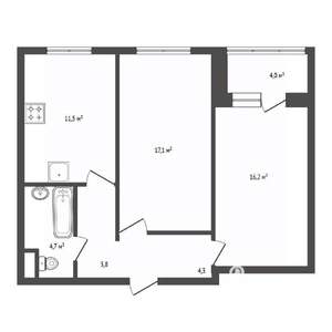 2-к квартира, вторичка, 57м2, 16/18 этаж