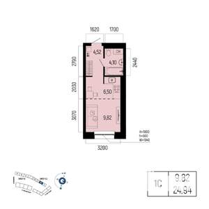 1-к квартира, вторичка, 25м2, 2/25 этаж