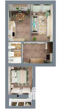 2-к квартира, вторичка, 59м2, 1/5 этаж
