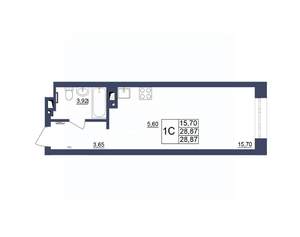 Студия квартира, строящийся дом, 29м2, 15/34 этаж