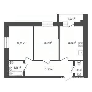 2-к квартира, вторичка, 52м2, 3/15 этаж