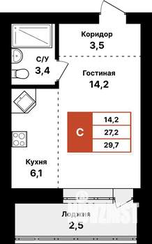 1-к квартира, вторичка, 30м2, 2/8 этаж