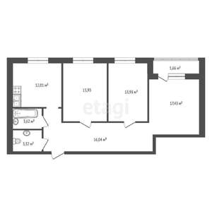3-к квартира, вторичка, 82м2, 13/21 этаж