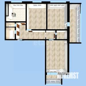 3-к квартира, вторичка, 74м2, 1/9 этаж