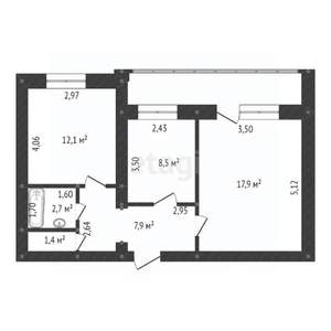 2-к квартира, вторичка, 55м2, 6/9 этаж