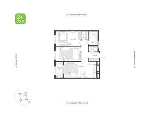 2-к квартира, вторичка, 71м2, 19/25 этаж